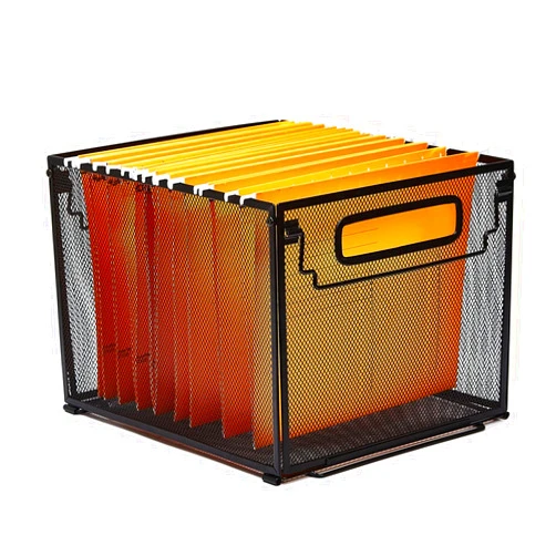 SETTFRFE Letter Size Metal Mesh Hanging File Folder Organizer Crate Basket, Black