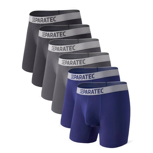 Separatec Men’s Underwear Moisture Wicking Rayon Boxer Briefs for Men, Ball Support Pouch Underwear Multiple