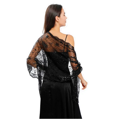 Baoqiya Women's Sparkling Sequin Deco Wedding Scarf for Bride 1920s Shawls and Wraps for Evening Party Dress