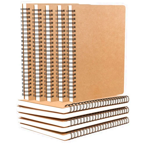 Dynta Spiral Notebooks 10Pcs A5 College Ruled Lined Journals Bulk- Kraft Brown Cover, 8.3 
