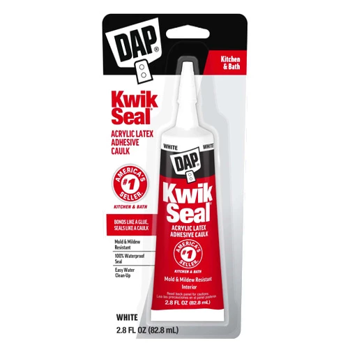 DAP Kwik Seal Kitchen & Bath Adhesive Caulk, White, 2.8 oz (7079800954)