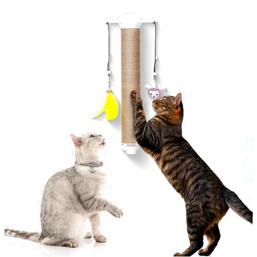 SVD.PET 20.5” Cat Scratching Post Wall Mounted, Cat Scratcher for Wall with Hanging Toys, Jute Cat Wall Scratcher for Indoor Large and Small Cats, Cat Wall Furniture