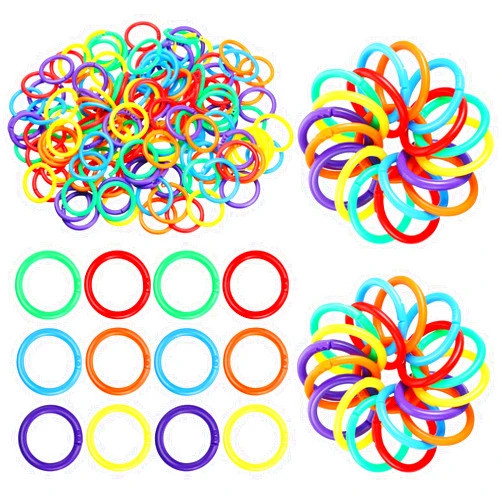 Outus 144 Pieces Plastic Binder Rings Plastic Loose Leaf Rings Multi-color Plastic Book Rings Flexible for Cards, Document Stack and Swatches Organization School Home, or Office Use, 6 Colors (20 mm)