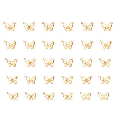 Ruwado 30 Pcs Hollow Butterflies with Hole Charm Pendants Metal Jewelry Making Supplies 2.7 x 1.9 cm Small Vintage Accessories for Necklace Bracelet Earring DIY Crafting Project