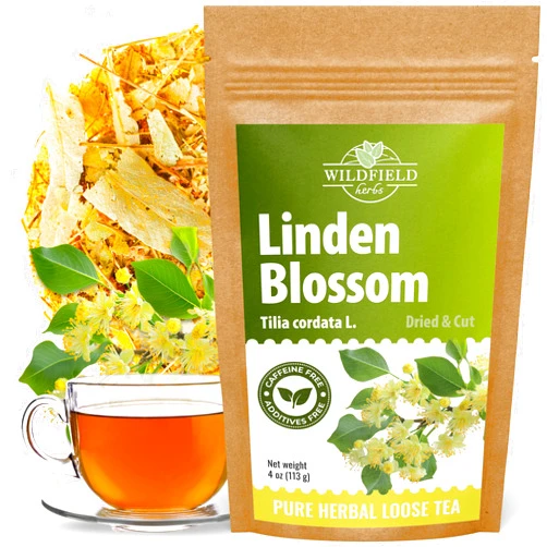 WILDFIELD HERBS 4 oz. Linden Tea Dried Linden Flower Tea Herbal (Tilia cordata) - 113g Linden Flowers Herb Lipa
