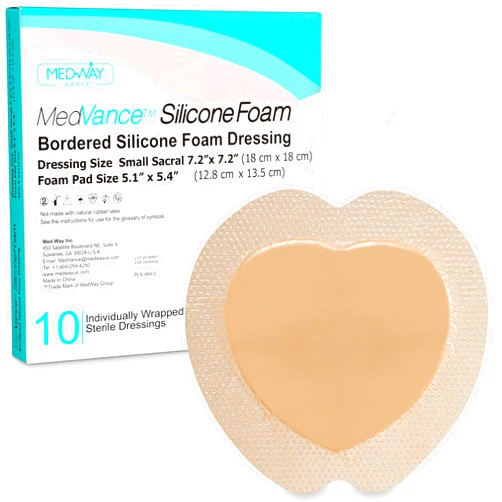 MedVance TM Silicone - Sacral Bordered Silicone Adhesive Foam Wound Dressing, Bed Sore Treatment Bandage for Sacrum, Size 7