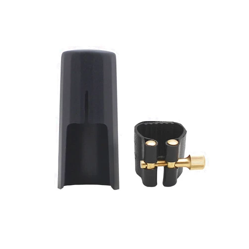YUNNLEZT PU Leather Alto Saxophone Ligature Clip Fastener with Saxophone Mouthpiece Plastic Cap For Alto Sax Saxophone