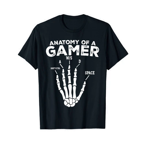 SaRa 8W3S Anatomy Of A Gamer Skeleton Hand Funny Gamer Video Gaming T-Shirt