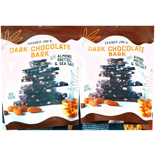 Generic Trader Joe's Dark Chocolate Bark with Almonds, Pretzels and Sea Salt, 2 Bags