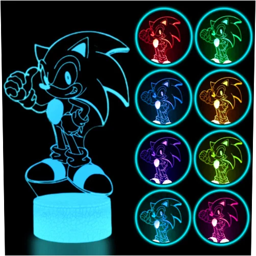 YARRD Sonic Night Light for Kids Sonic Lamp Sonic Led Night Lights 3D Sonic Lamps for Boys Room Sonic Light