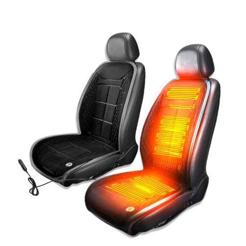 LGNORA Warm Seat Ccovers for Car, Winter Seat Cushion, Car Seat Cover, 12v/24v Car Seat Cover, Plush Cushion, Suitable for Various Models Heater Cushion Seat Warmer for Car (BLACK-2PCS)