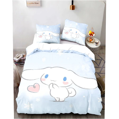 QDXZPFCGA Girls 3 Piece Japanese Cute Cartoon Dog Bedding Duvet Cover Set with Zipper 3D Digital Printed Duvet Cover Set Anime Bedding Teenagers & Kids Bedding (1 Duvet Cover & 2 Pillow Cases)-Queen