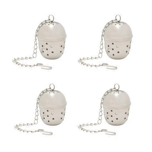HIC Kitchen Mini Tea Ball Infusers, 18/8 Stainless Steel, Set of 4, For Loose Leaf Tea and Mulling Spices