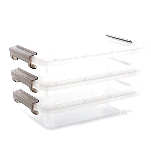 ITYLIFE CITYLIFE Citylife 3 PCS Plastic Storage Bins with Latching Lids Portable Project Case Clear File Box Stackable Storage Containers for Organizing A4 Paper, Photo, Document, Scrapbook