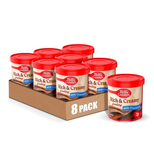 Betty Crocker Rich & Creamy Milk Chocolate Frosting, Gluten Free Frosting, 16 oz (Pack of 8)