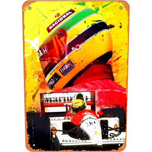 Fanzi Vintage Look Metal Sign - Formula 1 Alternative Poster Ayrton Senna Legend F1-8