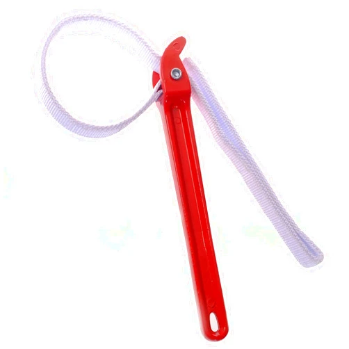 HOMEGOAL 12 Inch Handle Strap Wrench, Adjustable Anti-sliding Pipe Wrench, Oil Filter Strap Wrench, Double Layered Thickened Nylon Strap (Red)