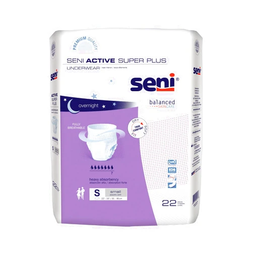 Seni Active Super Plus Disposable Underwear Pull On with Tear Away Seams Small, S-SM22-AP1, Heavy, 88 Ct