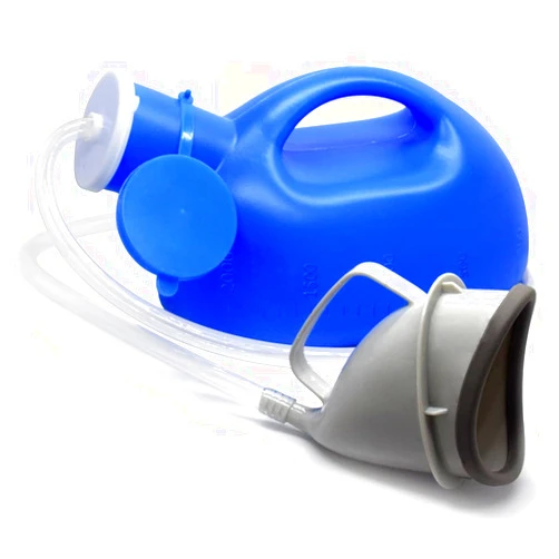 KEEPON Urinals for Women Portable Leak-Proof Female urinals Ladies Urination Device 2000 ml Large Capacity Urine Cup for Old Women Urinary Incontinence Hospital beds Wheelchair (Blue)