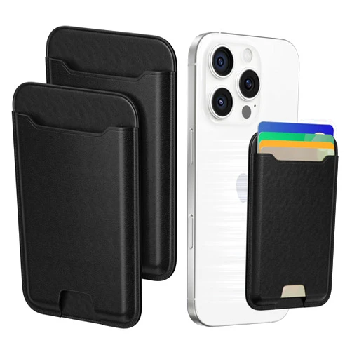 Musotica 2 Packs Phone Card Holder, Leather Phone Wallet Stick on, Stronger Nano Adhesive Credit Card Holder for Back of Phone Case, With RFID Blocking, Fit 4 Cards for iPhone, Samsung, and Android