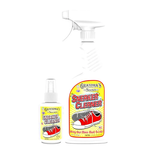 Grandma's Secret Sneaker Cleaner - for Rubber, Canvas, Leather, Stain Remover Spray Removes Dirt, Grime, Grass - Cleaner for Outdoor Shoes, Slippers, Moccasins - 16oz & 3oz Combo