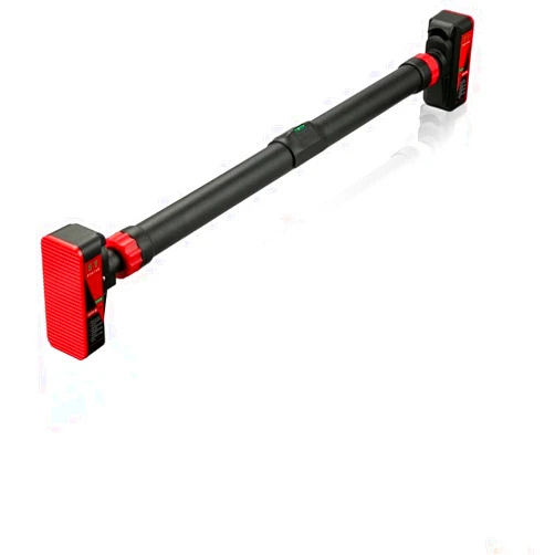 ActiveTrail Adjustable Pull Up Bar for Doorway - 440LBS Weight Capacity, No Screws Installation with Level Meter and Auto Lock, Chin Up Bar for Home Gym Strength Training,Red
