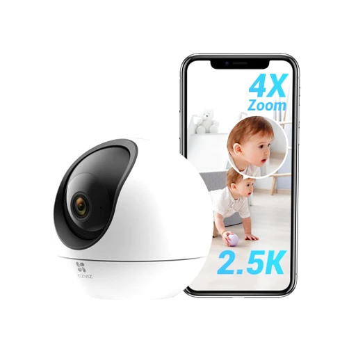 EZVIZ 4MP Indoor Camera, Pan/Tilt Baby Pet Monitor with AI Human and Pet Detection, Voice Activity Detection, Waving-Hand Recognition, Starlight Lens Color Vision, 2.4/5 GHz Dual-Band Wi-Fi | C6