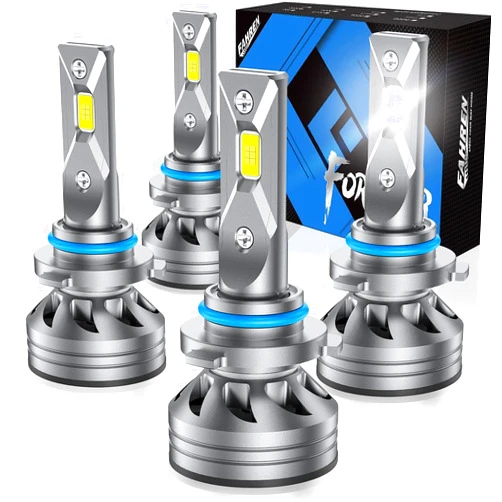 FAHREN 9005/HB3 9006/HB4 Light Bulbs Combo, Super Brighter 6500K Cool White 9005 9006 Driving Light Bulbs with Fan, Plug and Play, Off Road Use or Fog Light, Pack of 4