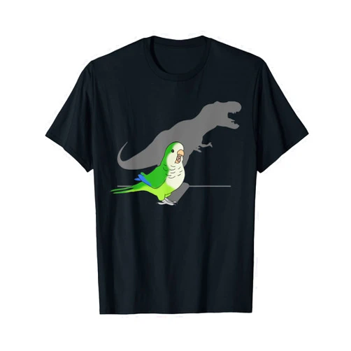 FandomizedRose T-rex Green Monk Parakeet, Funny Birb memes Screaming Parrot T-Shirt