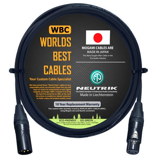 WORLDS BEST CABLES 3 Foot - AES/EBU Digital Audio Cable Custom Made by WORLDS BEST CABLES - Using Mogami 3080 Wire and Neutrik NC3MXX-B & NC3FXX-B Gold XLR Plugs