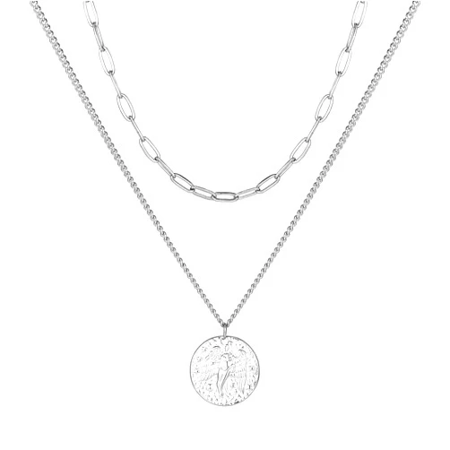 GDKLDFG Stainless Steel 18K Gold Plated Bohemian Angel Disc Pendant Necklace Amulet Medal Protection Jewelry