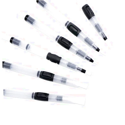 SUNMAIO 6 Piece Water Brush Set- Fine, Medium & Broad Tips for Water Soluble Colored Pencils, Clear