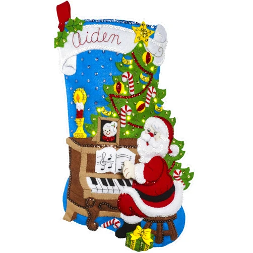Bucilla Santa At The Piano Felt Applique Kit