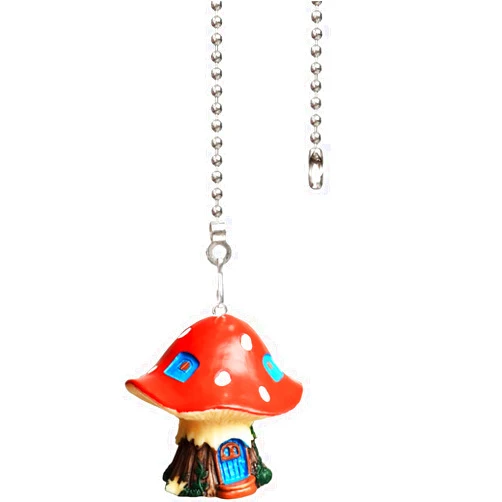 OMYZERO 12inches Ceiling Fan Pull Chain Lovely Romantic Mushroom House Pendant Ceiling Fan Light Covers Pull Chain Extension(Red)