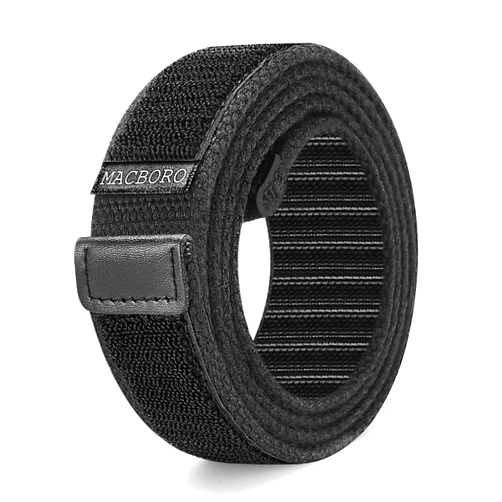 MACBORO Nickel Free Non-Metal Tsa Approved Hypoallergenic No Scratch Without Buckle Belt Mechanic Nylon Belt 1.38