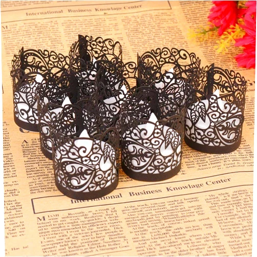 Steedna 50 Pack Flameless Tea Light Candle Holder Set for LED Tealight Candles (Not Included) （Balck）