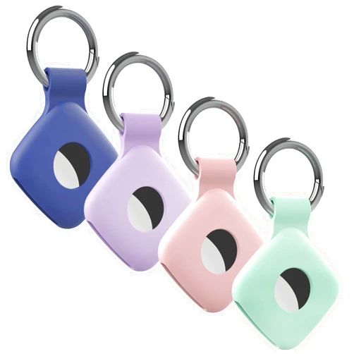 Rzttwl 4 Pack Holder Case Compatible with Tile Mate 2022 2024 Tracker, Anti-Scratch Finder Protective Cover for Tile Tracker with Key Ring, Silicone Tile Keychain for Pets,Keys(Pink Purple Cyan Blue)