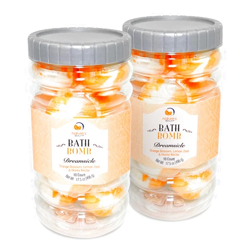 Nature's Beauty Dreamsicle Bath Bomb Gift Set Multi-Pack - Orange Blossom, Lemon Zest & Honey Nectar Scent Made w/Orange Peel Extract, Coconut Oil + Vitamin E, 17.5 oz |10 ct ea (2 Pack)