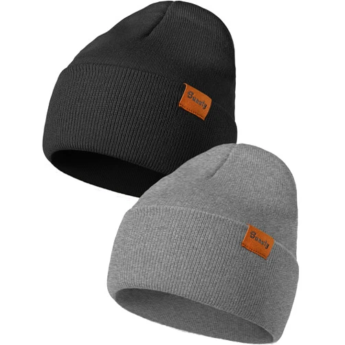 Buauty Beanie Hats for Men Women Knit Winter Hat, Warm Skull Stocking Cap, Striped Snow Hat Heated Cuffed Beanie