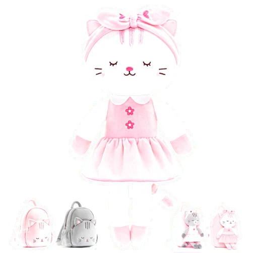 Lazada Stuffed Cat Dolls Animal Kitty Plush Toy Baby Girl Gifts White with Hair Band 16
