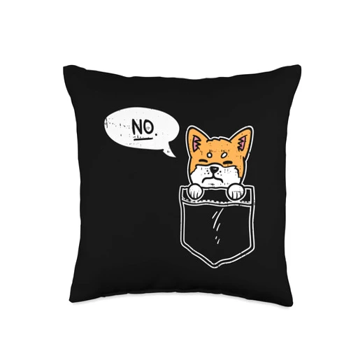 BoredKoalas Shiba Inu Dog Lover Gifts Pillows Pocket Shiba Inu No Cute Stuborn Dog Lover Pet Owner Gift Throw Pillow