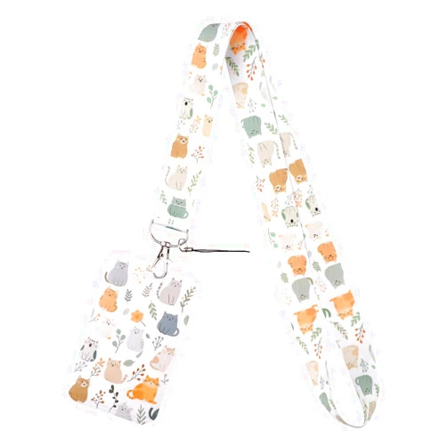 Juanooo Cats Teachers ID Lanyard Badge Holder Cute Keychain for Women Girls Kids Nurses for Keys & ID Badge Preppy School Keychain Lanyard ID Holder