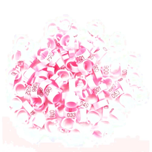 ViaGasaFamido 100Pcs 8mm Bird Leg Rings, 001-100 Numbered Bird Identification Leg Bands Poultry Leg Bands for Bantam Finch Dove Pigeons Lovebird Coturnix Quail(Pink)