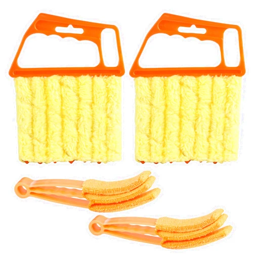 JOCAHULFX 4 Window Venetian Blind Cleaner Duster Tool, Blind Duster for Cleaning, Microfiber 7 Finger Duster Brush Dusting Cleaner Tool for Window Shutters Air Conditioner Vinyl Wood Blinds Cleaner Tool
