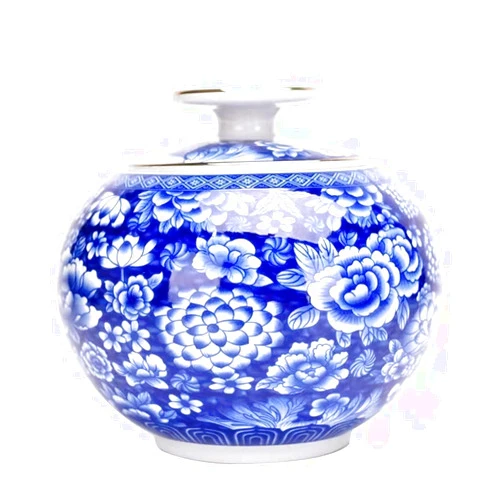 ZJIAQ-TEABOX Blue And White Ceramics Food Storage Jars， Loose Tea Tin Tea Storage With Airtight Lid, For Kitchen Spice, Tea, Coffee And Sugar Canister, Sugar Container, Tea Container-Larger ( Style : Style1 )