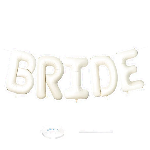 Lingqiang 40 Inch Beige BRIDE Balloons Bachelorette for Bridal Shower, Large Cream White Sand Bride Mylar Foil Balloon Letter, Ivory Alphabet Balloon Banner for Wedding Engagement Bride To Be Party Decorations