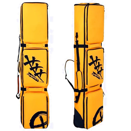 MWAYOYTE Waterproof Ski Bag with Wheels Large Capacity Shoulder Multifunctional Rolling Backpack Travel Gear Yellow Snowboard,A