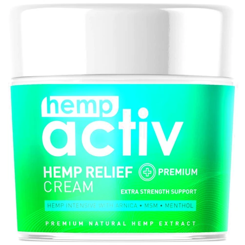 HEMPACTIV Hemp Cream, Use on Muscles, Neck and Shoulders, Infused with Hemp, Menthol, MSM & Arnica, 4 Fl Oz