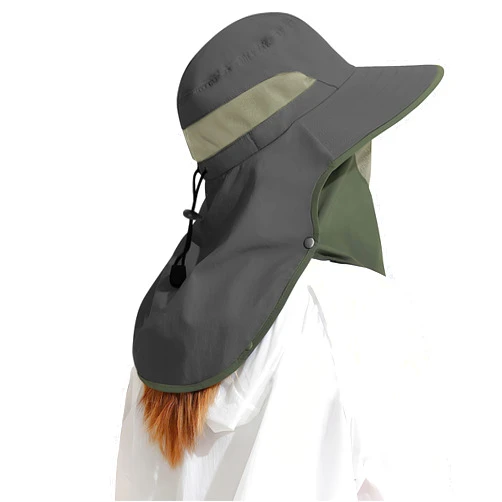 DOCVIT Outdoor Sun Hat Detachable Neck Face Flap UPF 50+UV Protection Visor Fishing Hats with Neck Flap for Men & Women