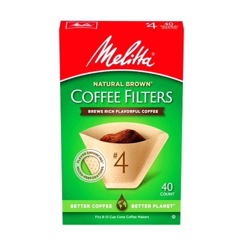 Melitta #4 Cone Coffee Filters, Unbleached Natural Brown, 40 Total Filters Count - Packaging May Vary